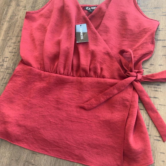 Express Red Wrap Camisole Top - Picture 4 of 10